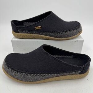 Haflinger Clogs Black Wool Slip On Mules Comfort Shoes Unisex Size EU 45 US 12